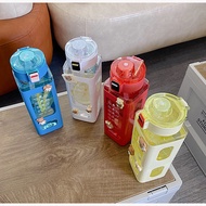 Ins Style Square Bear Water Bottle Large Capacity Bottle Student Portable Bottle With Straw Plastic 