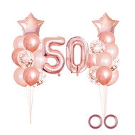 25pcs Rose Gold Mixed Balloons 50th Birthday Party Decorations 50 Years Old Woman Birthday Decor Ann