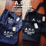 apc paris logo embroidery canvas tote shoulder bag