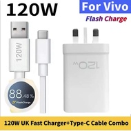 FCOriginal Vivo 120W FlashCharge Fast Charger+Type-C Cable Combo For Vivo X200 X100 X90 X80 V60 V50 