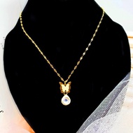 Women's Titanium Butterfly Gem Necklace KT77LU