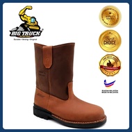 (SIRIM & DOSH) BIG TRUCK Premium Leather High Cut Safety Boot Shoes | Kasut Safety Kulit Asli Tapak 