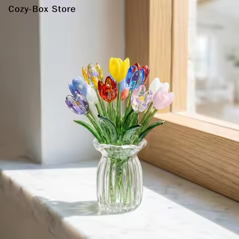 Lifelike Glass Flower Set Artificial Simulation Floral Arrangement for Home Decor and Unique Gift Id