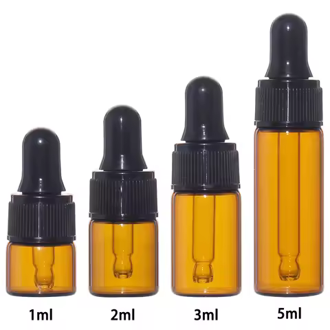 20/50/100pcs 1ml/2ml/3ml/5ml mini Amber Glass Dropper Bottle with Pipette Glass Eye Dropper Aromathe