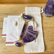 Rose Quartz Amethyst Gua Sha Grade A- หินกัวซา โรสควอตซ์ อเมทิสต์ เกรด A- เกรดรอง