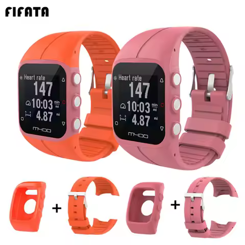 FIFATA Silicone Band Protective Case For Polar M430 M400 Sport Watch Strap Bracelet+Protector Shell 