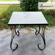 Anusarin Steel Table and Tile Top in White Tone 61x61x57 cm โต๊ะเหล็กท็อปกระเบื้องโทนสีขาว ขนาดโดยปร