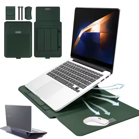 for Samsung Galaxy Book 4 5 Pro 360 Laptop Bag Flip Sleeve Stand Cable Belt Charger Mouse Pouch PU A