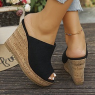 ready stoc plus Size 41-42, women wedges sandal perempuan thick soled height-increase high heel sand