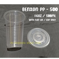 BENXON 16oz PP Cup with "Flat Lid" & "Cup only" [ 100sets ] PP500 - Disposable Plastic Cup -  16 oz