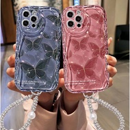 For IPhone 17 16 11 Pro 13 15 7Plus Pro Max 8 6 6s XR XS Shimmer Butterfly Case