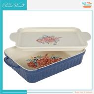 The Pioneer Woman Keepsake Floral 9" x 13" Ceramic Baking Dish with Platter Lid