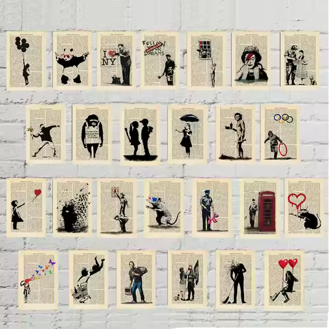 Banksy Street Graffiti Art Print Banksy Street Art Stencils Book Poster Room Gift Wall Decor Poster 