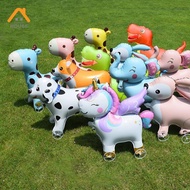 ZN 4D Cartoon Foil Balloons Elephant Stand Walking Balloon With Wheel For Kids Birthday Party Decora