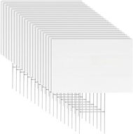 20 Pack 18 x 24 Inches Large White Corrugated Plastic Yard Sign with Metal Stakes for Birthday, Real