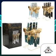 iDECO™ Set Sudu Garpu Pisau Stainless Steel Untuk Meja Makan ｜ Stainless Steel Dining Cutlery Set Sp