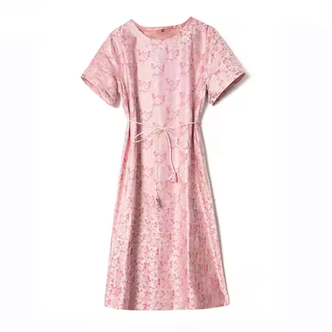 2025 Women's Spring/Summer New Retro 100% Natural Mulberry Silk Song Brocade Versatile Women's Round