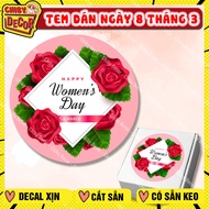 Happy Women's Day March 8 Stamp, March 8 Round Rose Greeting StampDecoration Cards, Gift Baskets, Bo