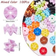 SUNNYCLUE 1 Kotak 100Pcs Manik Gelombang Pukal Mini Berbentuk Manik Akrilik Plastik Legap Warna Gula