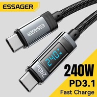 ESSAGER 240W USB Type-C to USB Type-C Braided LED Charger Cable