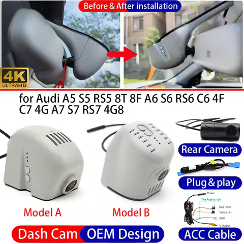 Dash Cam for Audi A5 S5 RS5 8T 8F A6 S6 RS6 C6 4F C7 4G A7 S7 RS7 4G8 Front Rear 4K Car DVR Driving 