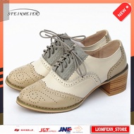 Imported Women's Oxford Shoes Women oxford pumps shoes vintage genuine leather lady Thick heels Retr
