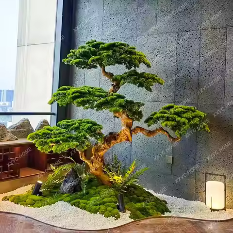 Outside the Tree Decorative Showcase Green Plant Landscape Fake Trees Decoration Podocarpus Macrophy