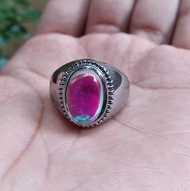 Cincin Titanium Tanam Batu Akik kalimaya India oval kantoran HQ