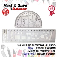 ( BEST & SAVE ) 180' MILS BIG PROTECTOR RULER & MILES RULER SOFT PVC MILITARY RULER