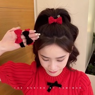 Autumn Winter Simple Woman Hair Tie New Year Red Bow Hair Tie