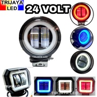 Lampu Tembak Sorot 24 Volt LED CWL Daymaker Mini 2 Mata 4D Bar CREE Strobo Kedip Angel Devil Eye Lens Motor Mobil Truk Bus Fuso Canter Box Truck L300 High Grade Offroad Sorot Bulat Kotak Biru Merah Putih