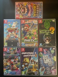 Switch games -Luigi's Mansion3路易吉洋樓3-Wario Ware Get it together 瓦利歐製造-Moving out-just dance 2022-overcooked 1+2-Mariokart Deluxe 8-mario party superstars