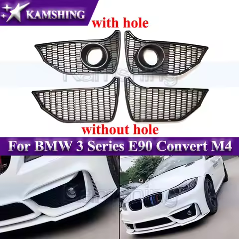 Kamshing Front Foglight Frame For BMW 3 Series E90 Convert M4 Style Front Bumper Grille Grid Net Fog