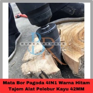Mata Bor Pagoda 4In1 Warna Hitam Tajem Alat Pelebur Kayu 42Mm