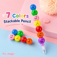 7 Colors Stackable Emoji Pencil 2 Styles Color Pencil Pensel Kanak-Kanak School Gift Doorgift