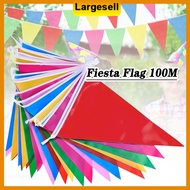 100M Colorful Triangle Flag Multicolored Fiesta Flag String Banner Decorations Bunting Flags