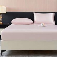 1pc Satin-Faced Fitted Sheet, Faux Silk Bedsheet, Includes 1pc Fitted Sheet, Valentine's Day Mattres