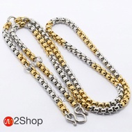 s2shop สร้อยคอสแตนเลสแท้ สร้อยคอพระ ลายผ่าหวาย ห้อยพระได้ 5 องค์ ความกว้าง 4 มม.ความยาว 24 26 28 นิ้