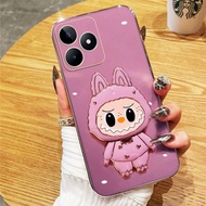 Casing For Realme C53 C51 C51s C55 C61 C63 C65 C67 C75 C75x C71 C73 Soft Case Labubu Mirror Plating