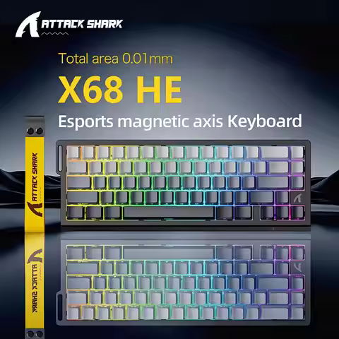 ATTACK SHARK X68HE Wired Magnetic Gaming Keyboard, 8000Hz Polling, 0.01mm Rapid Trigger, PBT Double-