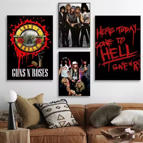 1PC Guns N Roses Rock Poster Retro Print Poster Paper Waterproof High Quality Sticker Home Living Ro