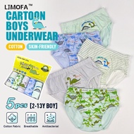LJMOFA 5Pcs Boys 2-13 Years Underwear Cotton Breathable Dinosaur Kids Knickers Briefs For Boys Gift