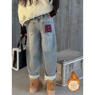 Pants Plus Girls Winter Clothes Jeans 2025 Medium Large Velvet fashion Western Style Dad Thickened C
