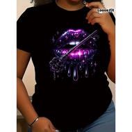Women'S Black Graphic T-Shirt with Skeleton Floral Print - "It Goes My Last" Pink Slogan, Loose Fit