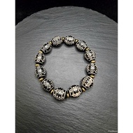 MATA DZI Silk Agate Bracelet 21 Eyes Blessed Tibetan Stone 15x13mm E3289