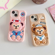 FOR IPHONE 17 16 15 14 PROMAX PLUS E Protective Cover Cute Duffy Bear 3D Stand Silicone Case Casing
