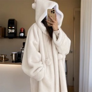 Atsushi-Hooded Thickened Witch Long Coat Mink Plush Fur Integrated Halloween