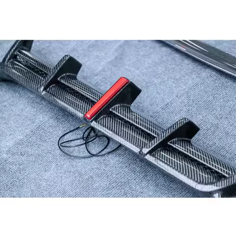 For BMW X3M F97 X4M F98 Carbon Fiber Back lip With lights Rear Lip Diffuser Back Bumper Spoiler Sepa