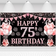 75th Birthday Decor Birthday Decoration Background Happy 75th Birthday Banner Flag Balloons Star Sig