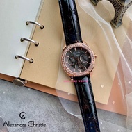 [Original] Alexandre Christie 2B17 BFLRGBA Elegance Multifunction Women's Watch Black Genuine Leather | Official Warrant